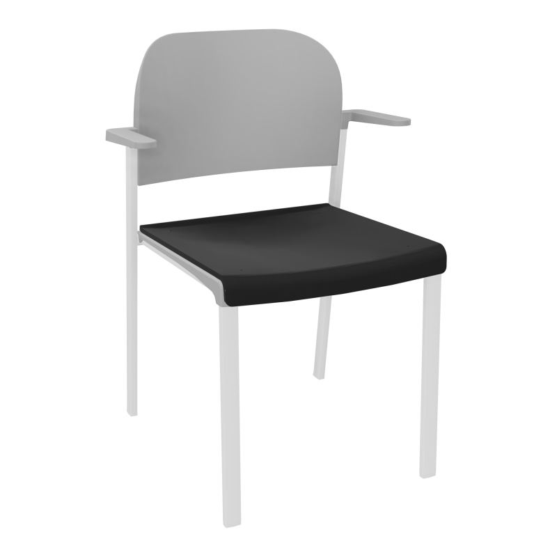 ROMY CHAISE 4P FIXES ASSISE TISSU DOSSIER POLYPRO AVEC ACCOUDOIRS CB SP PX