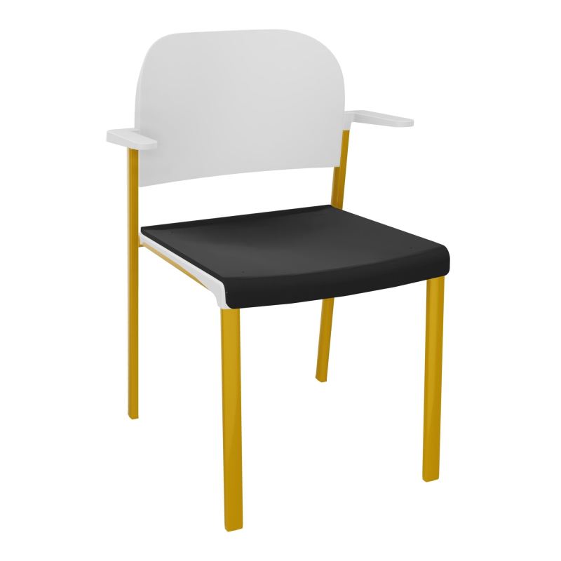ROMY CHAISE 4P FIXES ASSISE TISSU DOSSIER POLYPRO AVEC ACCOUDOIRS CB SX PT