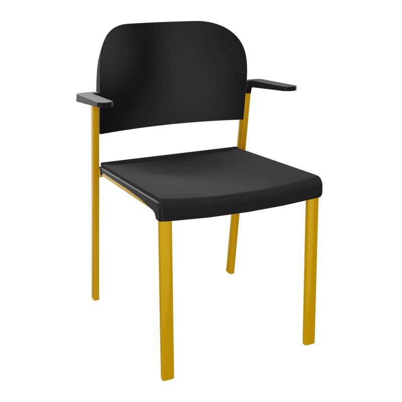 ROMY CHAISE 4P FIXES ASSISE TISSU DOSSIER POLYPRO AVEC ACCOUDOIRS CB SX PU