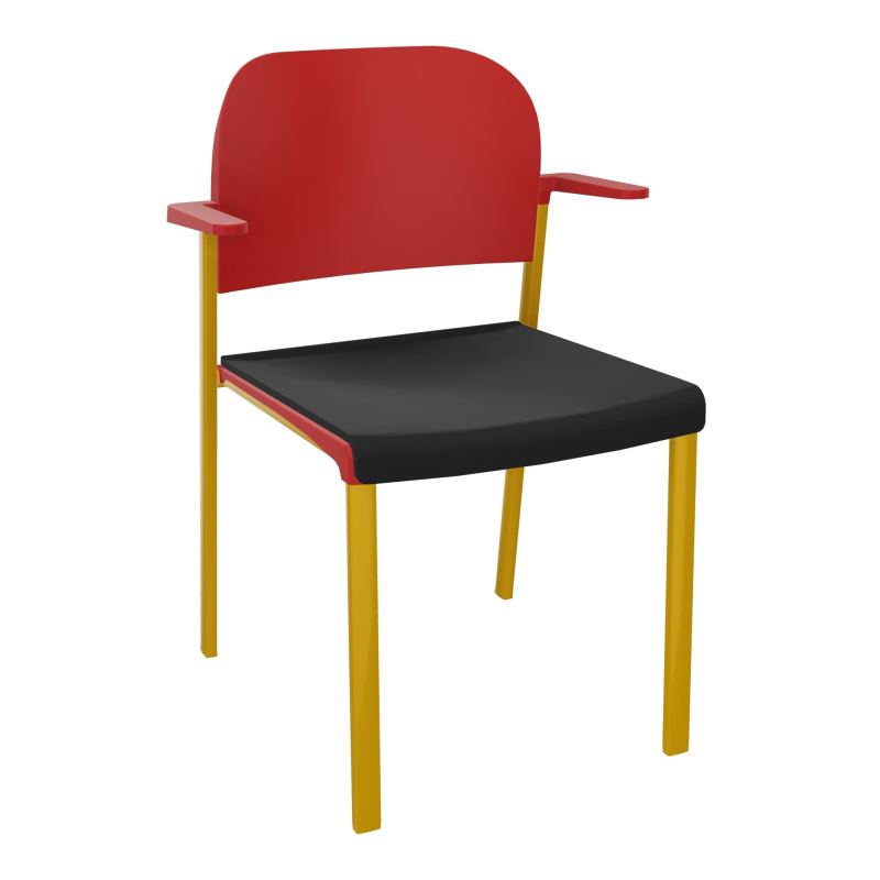 ROMY CHAISE 4P FIXES ASSISE TISSU DOSSIER POLYPRO AVEC ACCOUDOIRS CB SX PZ