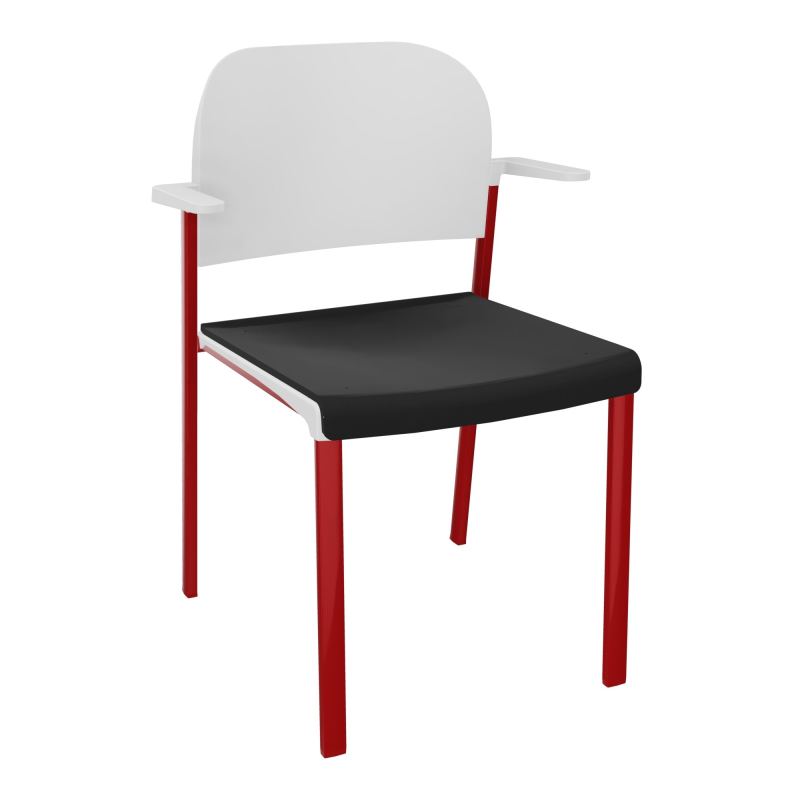 ROMY CHAISE 4P FIXES ASSISE TISSU DOSSIER POLYPRO AVEC ACCOUDOIRS CB ZY PT