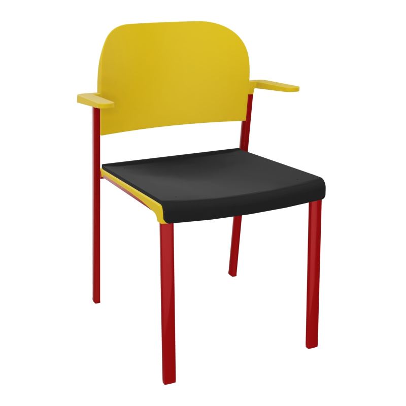 ROMY CHAISE 4P FIXES ASSISE TISSU DOSSIER POLYPRO AVEC ACCOUDOIRS CB ZY PW