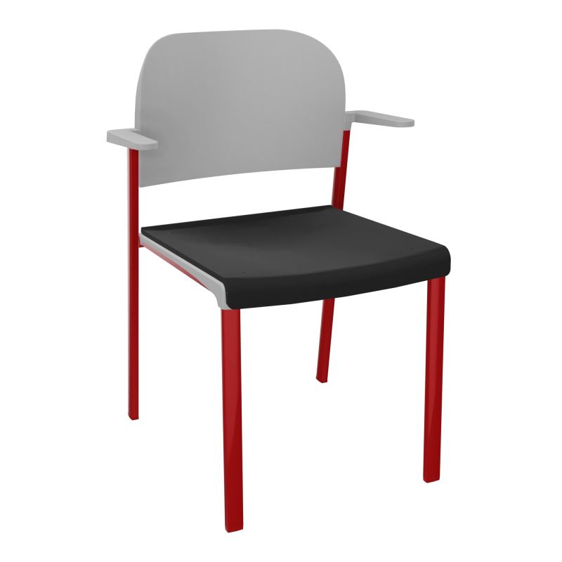 ROMY CHAISE 4P FIXES ASSISE TISSU DOSSIER POLYPRO AVEC ACCOUDOIRS CB ZY PX