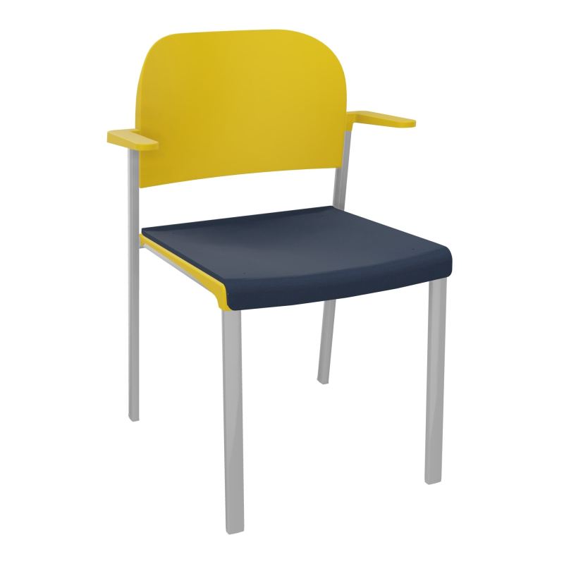 ROMY CHAISE 4P FIXES ASSISE TISSU DOSSIER POLYPRO AVEC ACCOUDOIRS CC SB PW