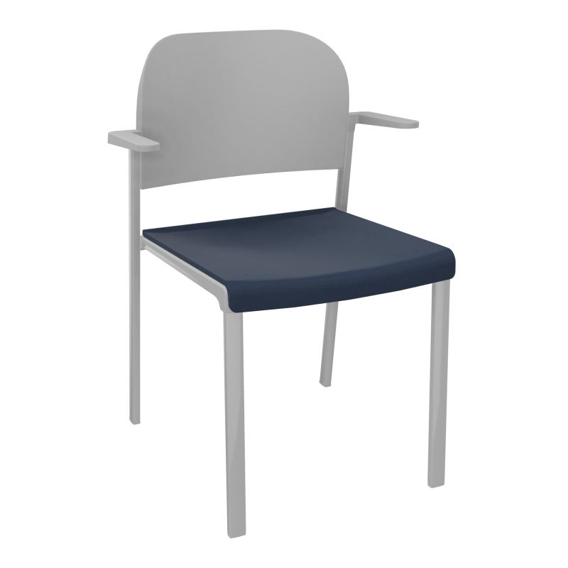 ROMY CHAISE 4P FIXES ASSISE TISSU DOSSIER POLYPRO AVEC ACCOUDOIRS CC SB PX