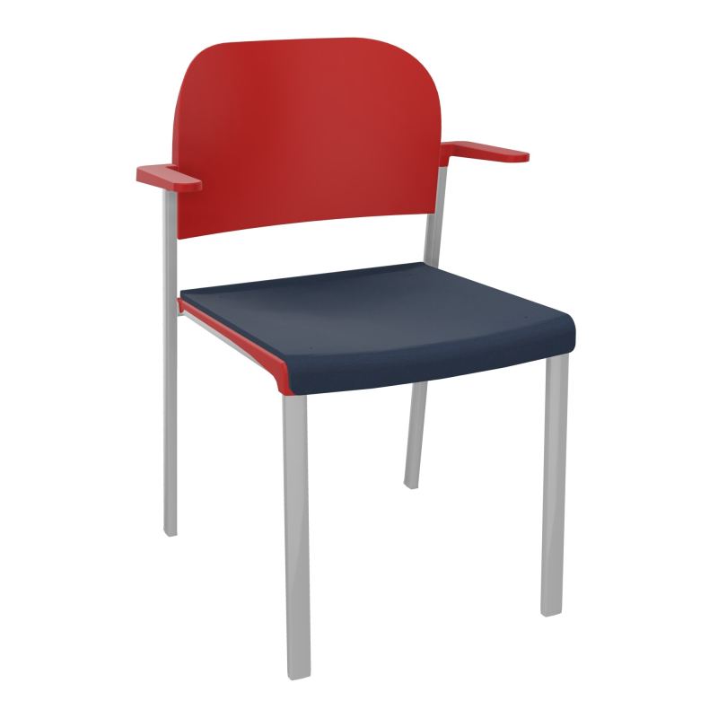 ROMY CHAISE 4P FIXES ASSISE TISSU DOSSIER POLYPRO AVEC ACCOUDOIRS CC SB PZ