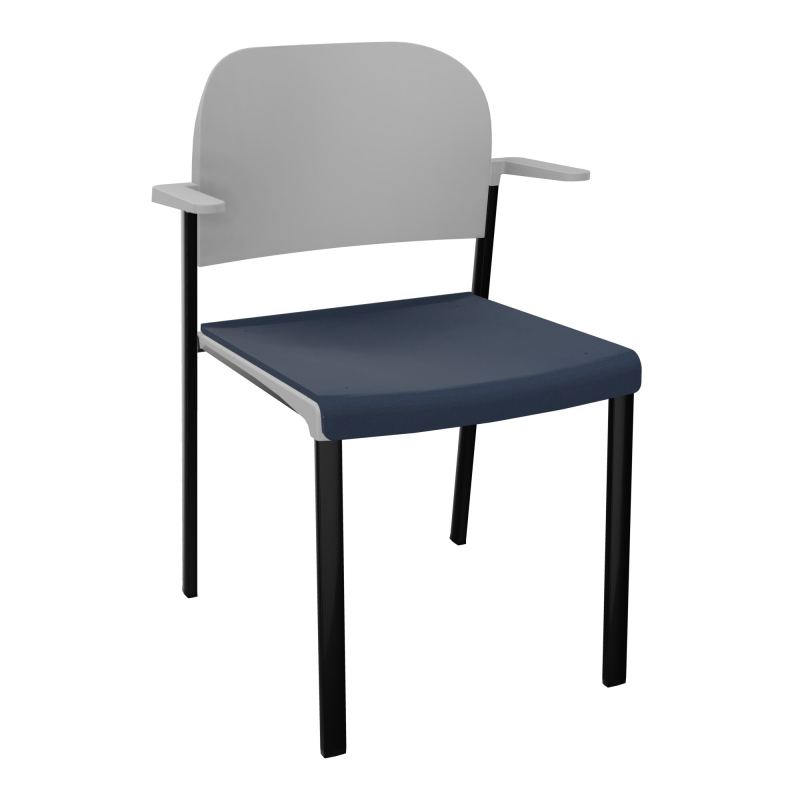 ROMY CHAISE 4P FIXES ASSISE TISSU DOSSIER POLYPRO AVEC ACCOUDOIRS CC SG PX