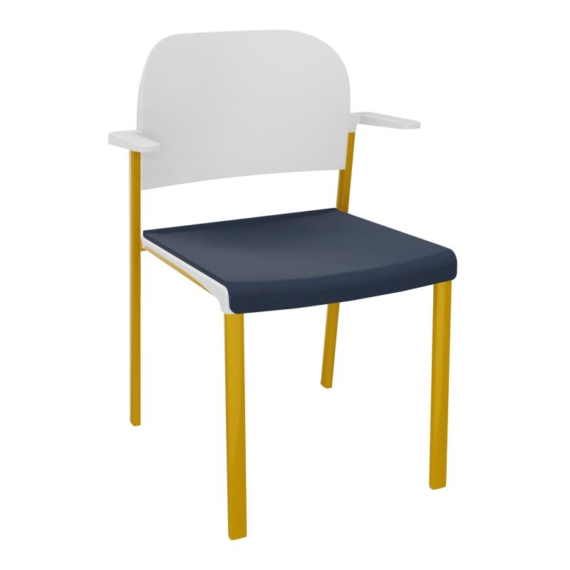 ROMY CHAISE 4P FIXES ASSISE TISSU DOSSIER POLYPRO AVEC ACCOUDOIRS CC SX PT
