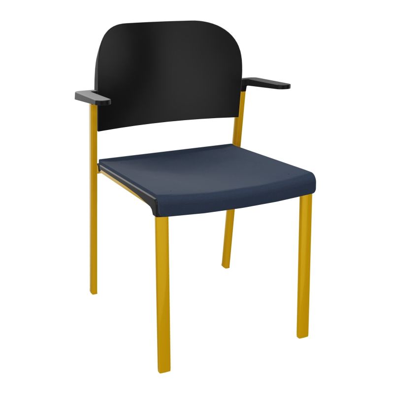 ROMY CHAISE 4P FIXES ASSISE TISSU DOSSIER POLYPRO AVEC ACCOUDOIRS CC SX PU