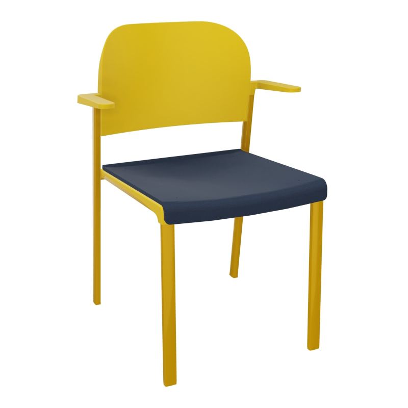 ROMY CHAISE 4P FIXES ASSISE TISSU DOSSIER POLYPRO AVEC ACCOUDOIRS CC SX PW