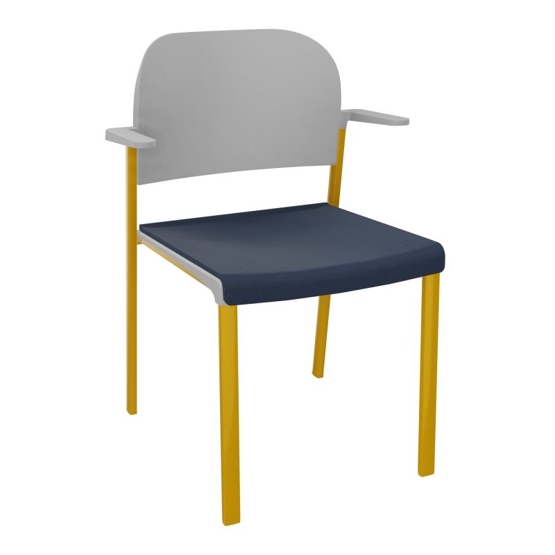 ROMY CHAISE 4P FIXES ASSISE TISSU DOSSIER POLYPRO AVEC ACCOUDOIRS CC SX PX