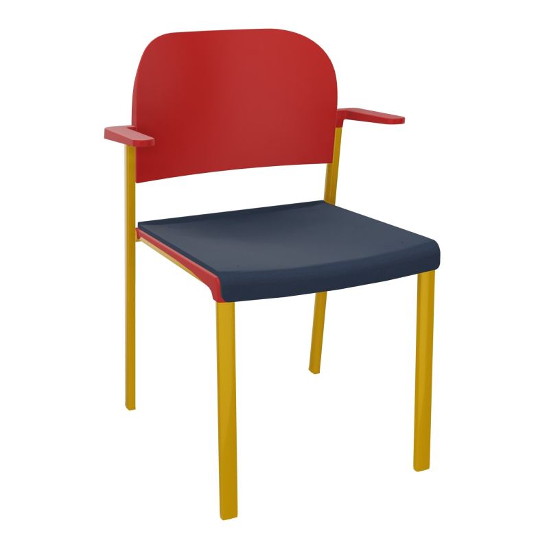 ROMY CHAISE 4P FIXES ASSISE TISSU DOSSIER POLYPRO AVEC ACCOUDOIRS CC SX PZ