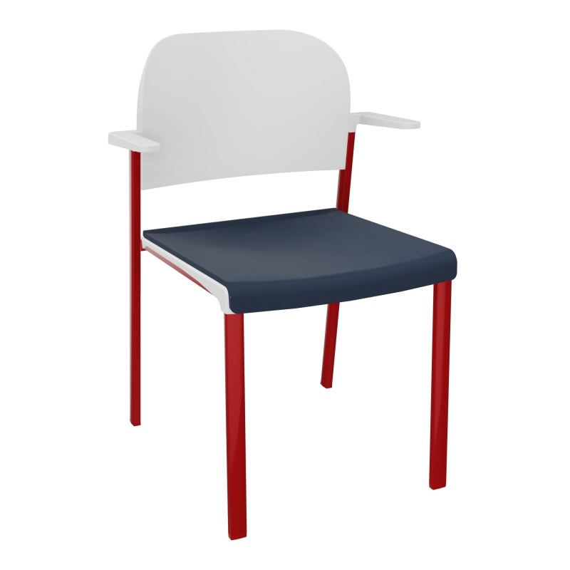 ROMY CHAISE 4P FIXES ASSISE TISSU DOSSIER POLYPRO AVEC ACCOUDOIRS CC ZY PT