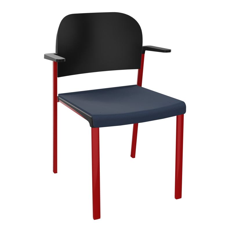 ROMY CHAISE 4P FIXES ASSISE TISSU DOSSIER POLYPRO AVEC ACCOUDOIRS CC ZY PU