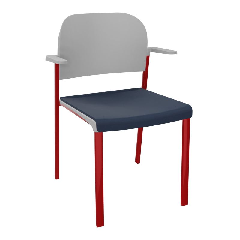 ROMY CHAISE 4P FIXES ASSISE TISSU DOSSIER POLYPRO AVEC ACCOUDOIRS CC ZY PX