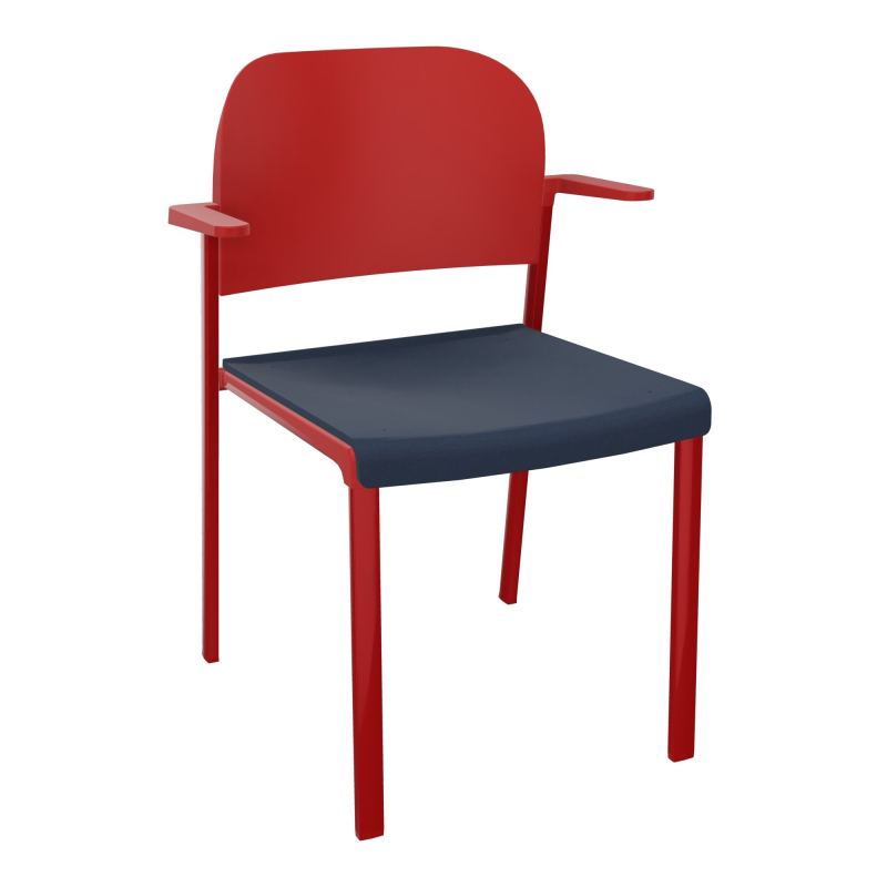 ROMY CHAISE 4P FIXES ASSISE TISSU DOSSIER POLYPRO AVEC ACCOUDOIRS CC ZY PZ