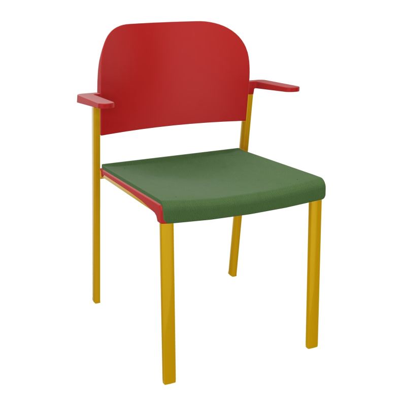 ROMY CHAISE 4P FIXES ASSISE TISSU DOSSIER POLYPRO AVEC ACCOUDOIRS CE SX PZ