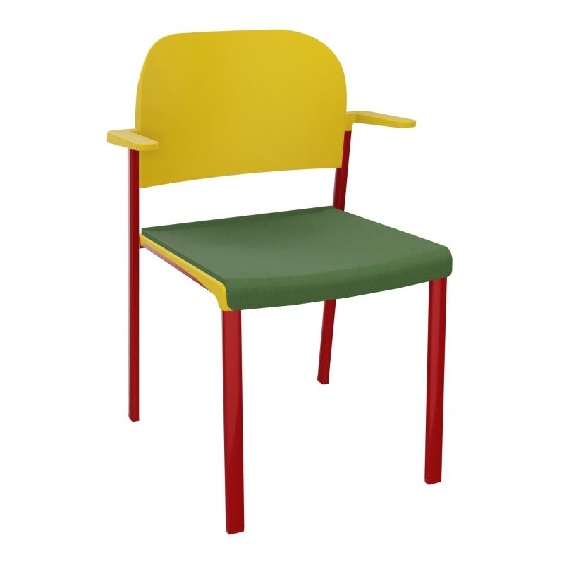 ROMY CHAISE 4P FIXES ASSISE TISSU DOSSIER POLYPRO AVEC ACCOUDOIRS CE ZY PW