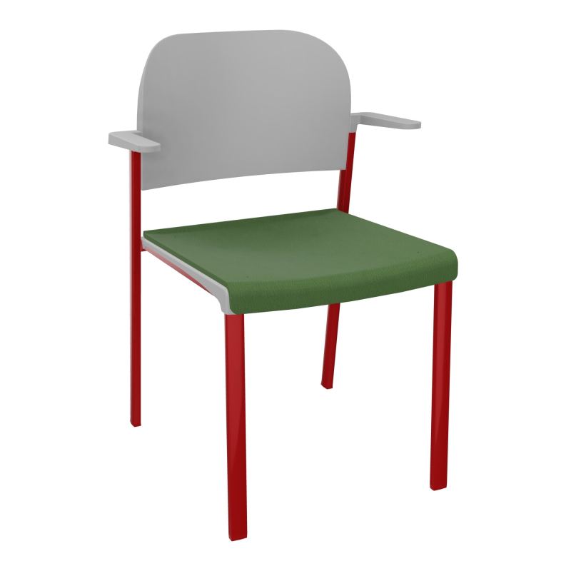 ROMY CHAISE 4P FIXES ASSISE TISSU DOSSIER POLYPRO AVEC ACCOUDOIRS CE ZY PX