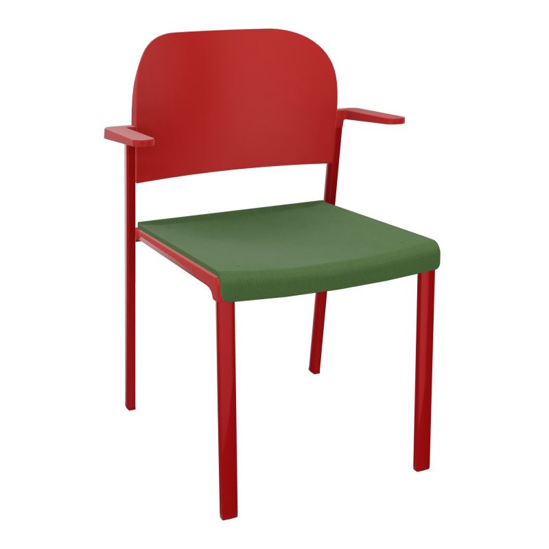 ROMY CHAISE 4P FIXES ASSISE TISSU DOSSIER POLYPRO AVEC ACCOUDOIRS CE ZY PZ