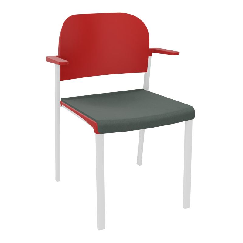 ROMY CHAISE 4P FIXES ASSISE TISSU DOSSIER POLYPRO AVEC ACCOUDOIRS CF SP PZ