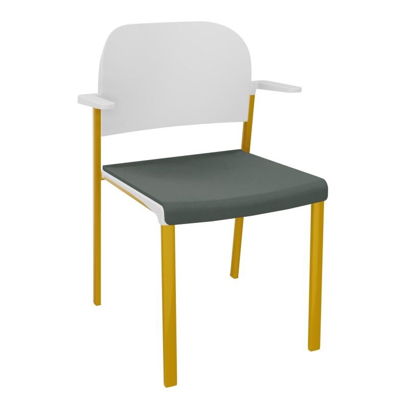ROMY CHAISE 4P FIXES ASSISE TISSU DOSSIER POLYPRO AVEC ACCOUDOIRS CF SX PT
