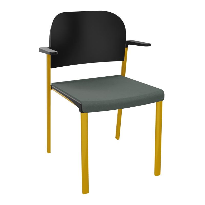 ROMY CHAISE 4P FIXES ASSISE TISSU DOSSIER POLYPRO AVEC ACCOUDOIRS CF SX PU