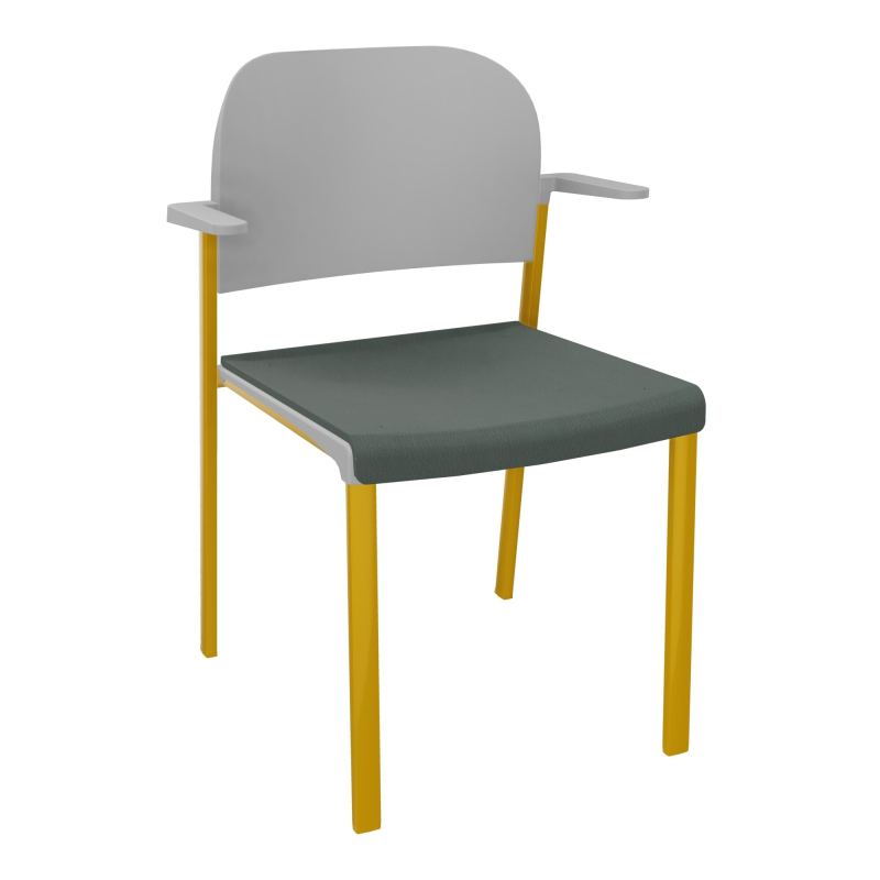 ROMY CHAISE 4P FIXES ASSISE TISSU DOSSIER POLYPRO AVEC ACCOUDOIRS CF SX PX