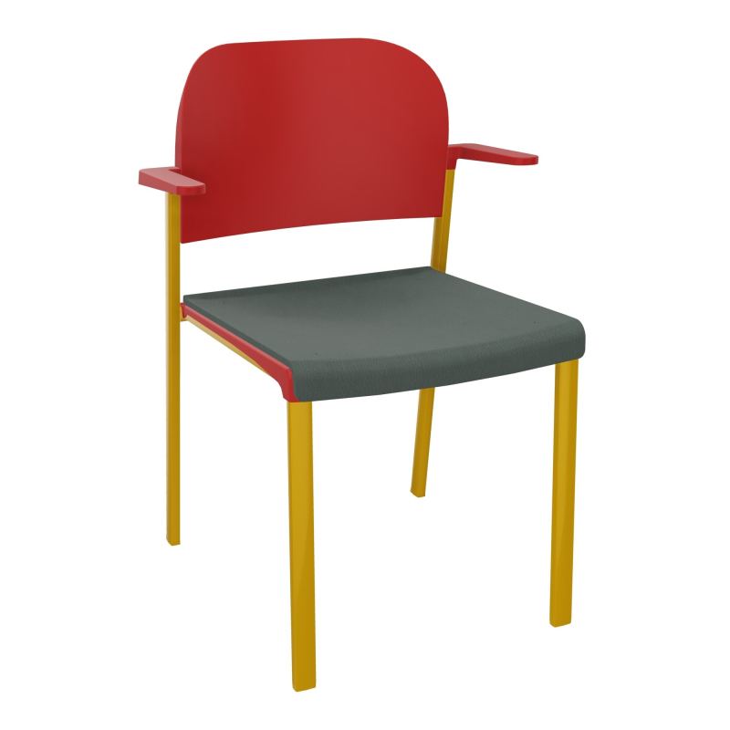ROMY CHAISE 4P FIXES ASSISE TISSU DOSSIER POLYPRO AVEC ACCOUDOIRS CF SX PZ