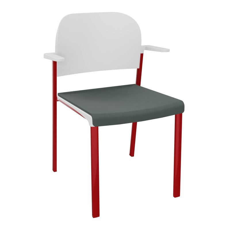 ROMY CHAISE 4P FIXES ASSISE TISSU DOSSIER POLYPRO AVEC ACCOUDOIRS CF ZY PT