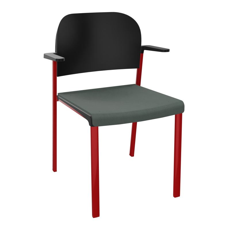 ROMY CHAISE 4P FIXES ASSISE TISSU DOSSIER POLYPRO AVEC ACCOUDOIRS CF ZY PU