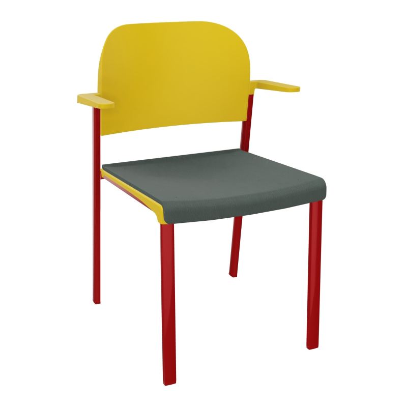 ROMY CHAISE 4P FIXES ASSISE TISSU DOSSIER POLYPRO AVEC ACCOUDOIRS CF ZY PW