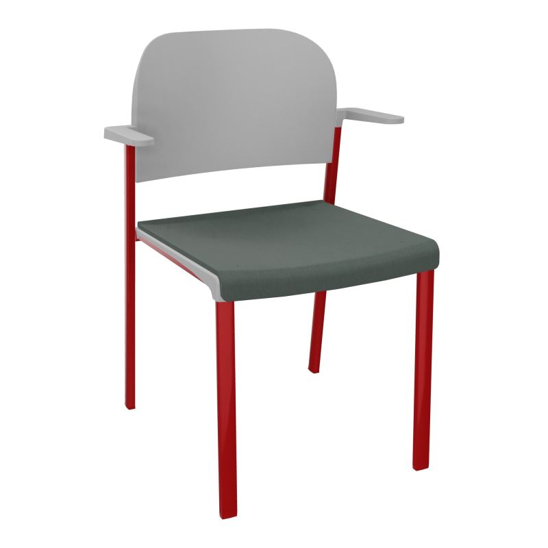 ROMY CHAISE 4P FIXES ASSISE TISSU DOSSIER POLYPRO AVEC ACCOUDOIRS CF ZY PX