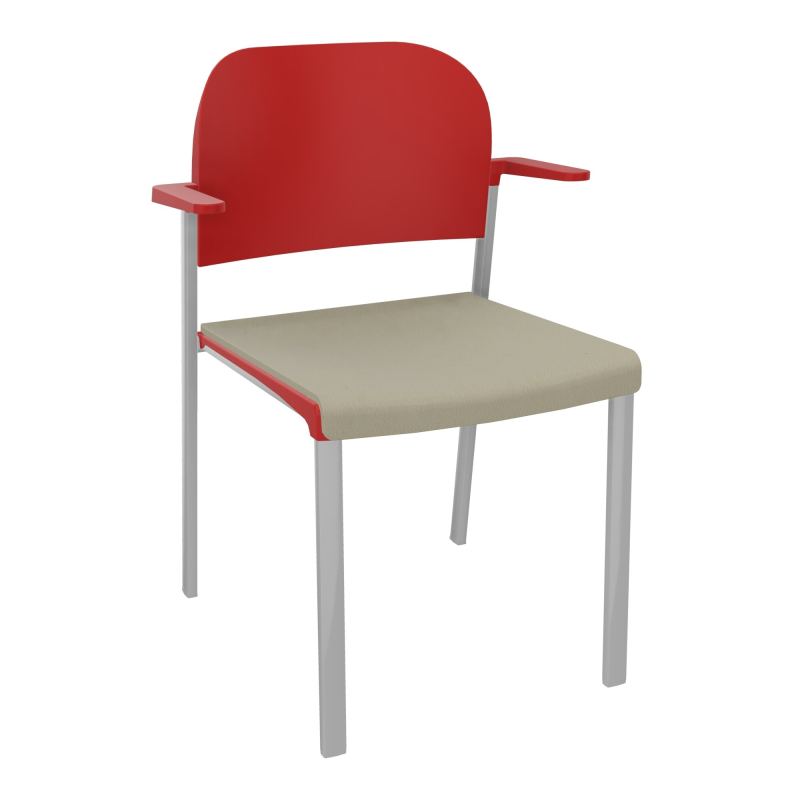 ROMY CHAISE 4P FIXES ASSISE TISSU DOSSIER POLYPRO AVEC ACCOUDOIRS CG SB PZ