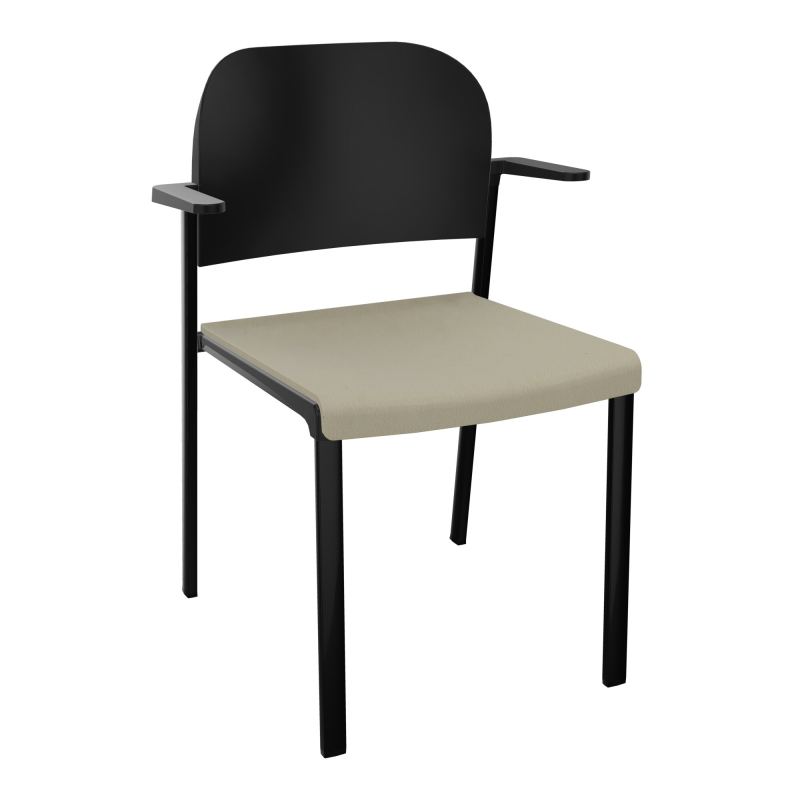 ROMY CHAISE 4P FIXES ASSISE TISSU DOSSIER POLYPRO AVEC ACCOUDOIRS CG SG PU