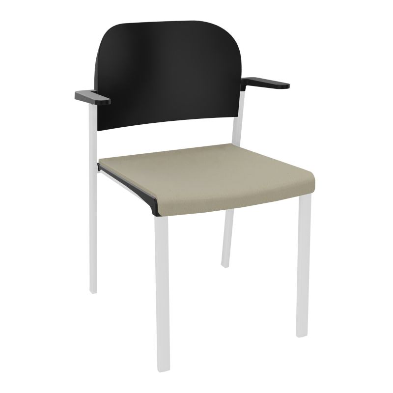 ROMY CHAISE 4P FIXES ASSISE TISSU DOSSIER POLYPRO AVEC ACCOUDOIRS CG SP PU