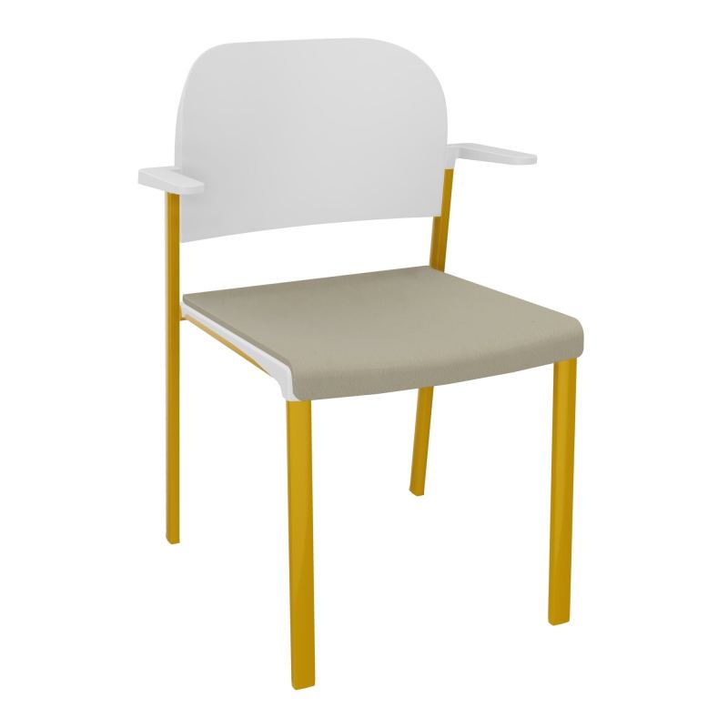 ROMY CHAISE 4P FIXES ASSISE TISSU DOSSIER POLYPRO AVEC ACCOUDOIRS CG SX PT