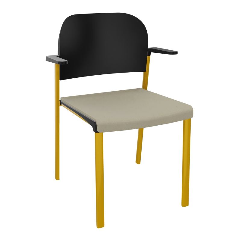ROMY CHAISE 4P FIXES ASSISE TISSU DOSSIER POLYPRO AVEC ACCOUDOIRS CG SX PU
