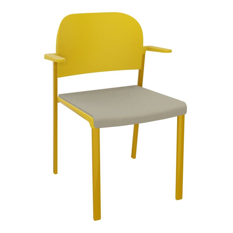 ROMY CHAISE 4P FIXES ASSISE TISSU DOSSIER POLYPRO AVEC ACCOUDOIRS CG SX PW