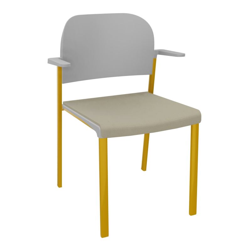 ROMY CHAISE 4P FIXES ASSISE TISSU DOSSIER POLYPRO AVEC ACCOUDOIRS CG SX PX