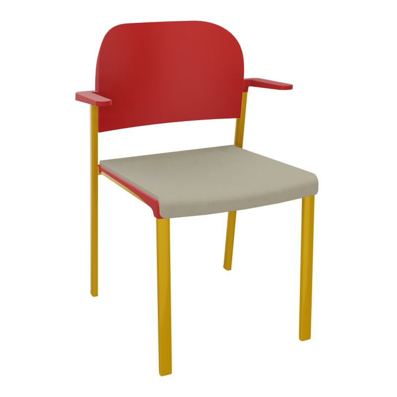 ROMY CHAISE 4P FIXES ASSISE TISSU DOSSIER POLYPRO AVEC ACCOUDOIRS CG SX PZ