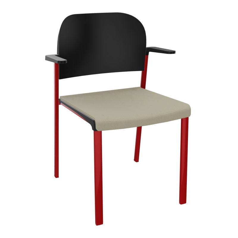 ROMY CHAISE 4P FIXES ASSISE TISSU DOSSIER POLYPRO AVEC ACCOUDOIRS CG ZY PU