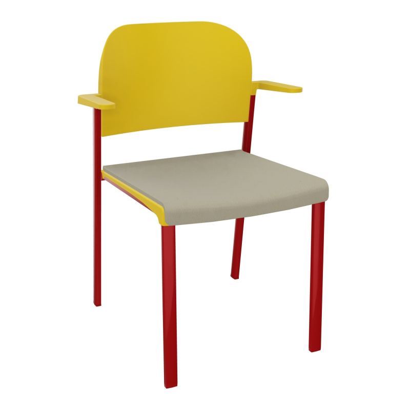 ROMY CHAISE 4P FIXES ASSISE TISSU DOSSIER POLYPRO AVEC ACCOUDOIRS CG ZY PW
