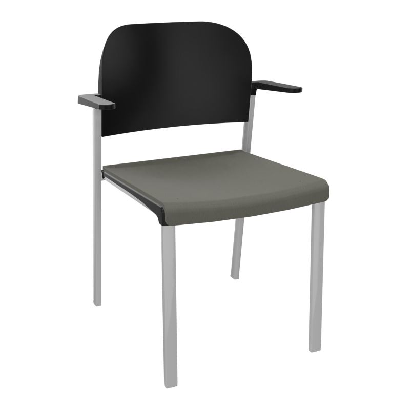 ROMY CHAISE 4P FIXES ASSISE TISSU DOSSIER POLYPRO AVEC ACCOUDOIRS CH SB PU