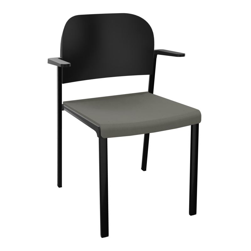 ROMY CHAISE 4P FIXES ASSISE TISSU DOSSIER POLYPRO AVEC ACCOUDOIRS CH SG PU