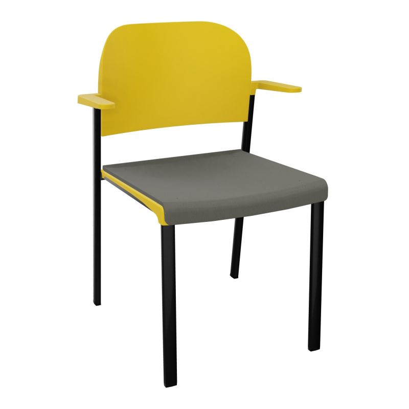 ROMY CHAISE 4P FIXES ASSISE TISSU DOSSIER POLYPRO AVEC ACCOUDOIRS CH SG PW