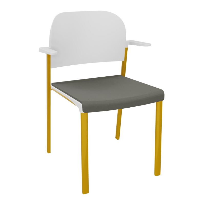 ROMY CHAISE 4P FIXES ASSISE TISSU DOSSIER POLYPRO AVEC ACCOUDOIRS CH SX PT