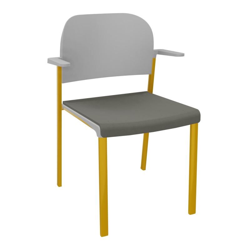 ROMY CHAISE 4P FIXES ASSISE TISSU DOSSIER POLYPRO AVEC ACCOUDOIRS CH SX PX