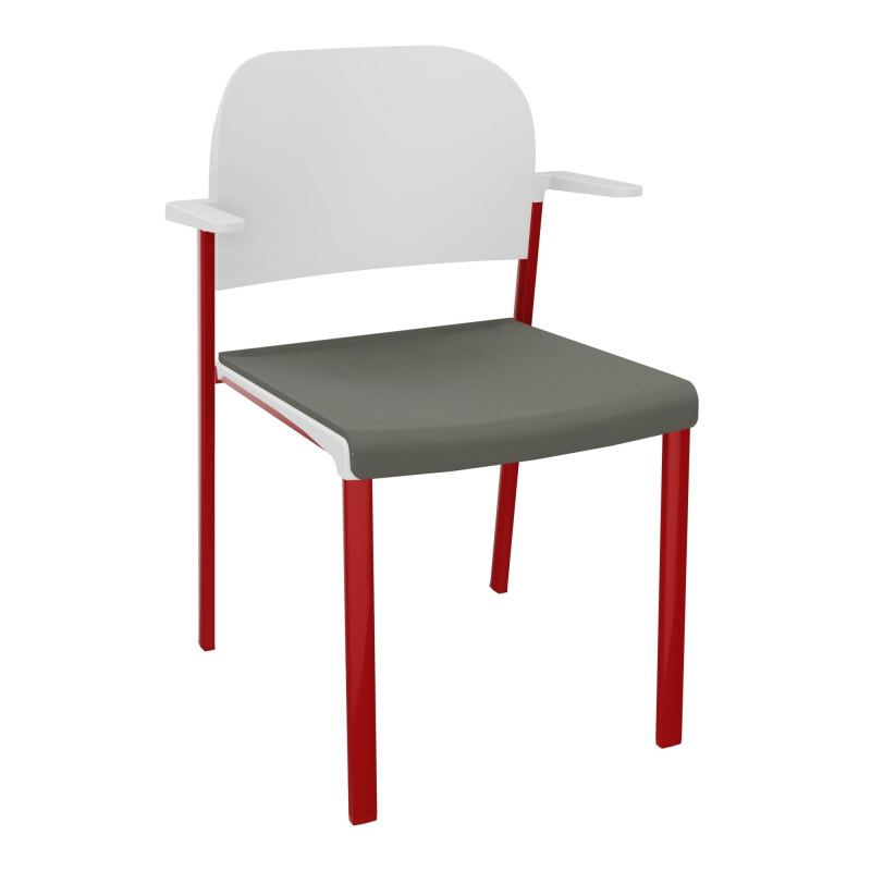 ROMY CHAISE 4P FIXES ASSISE TISSU DOSSIER POLYPRO AVEC ACCOUDOIRS CH ZY PT