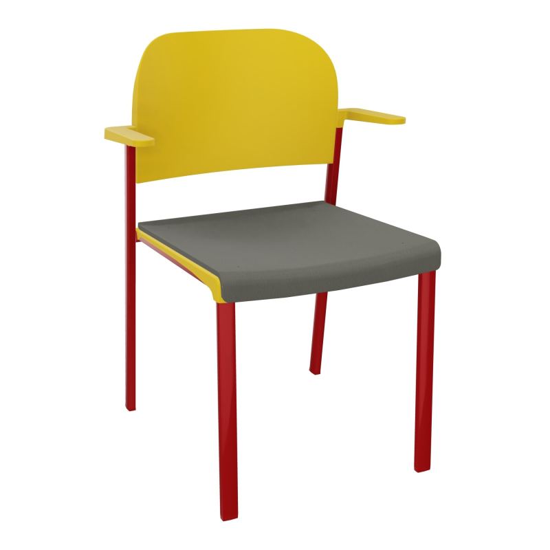 ROMY CHAISE 4P FIXES ASSISE TISSU DOSSIER POLYPRO AVEC ACCOUDOIRS CH ZY PW